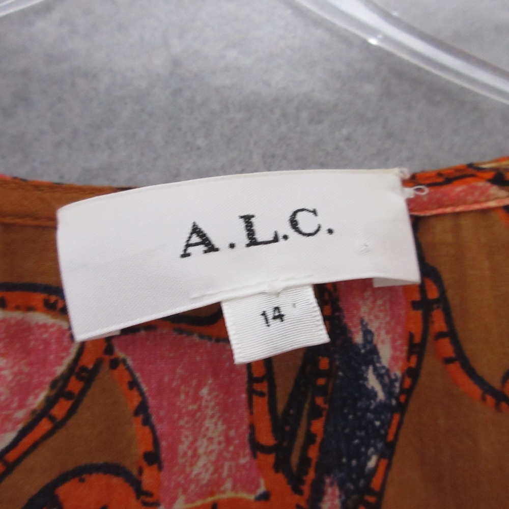 ALC Dress Plus 14 Lucia Floral Midi Smocked‎ Rust Color Ruched A Line Wedding - Picture 6 of 12